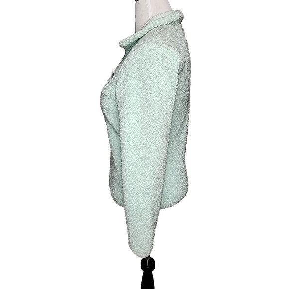Columbia PFG Women's Mint Green Sherpa Gingham Full Zip Puffy Jacket Size S EUC - Picture 2 of 9